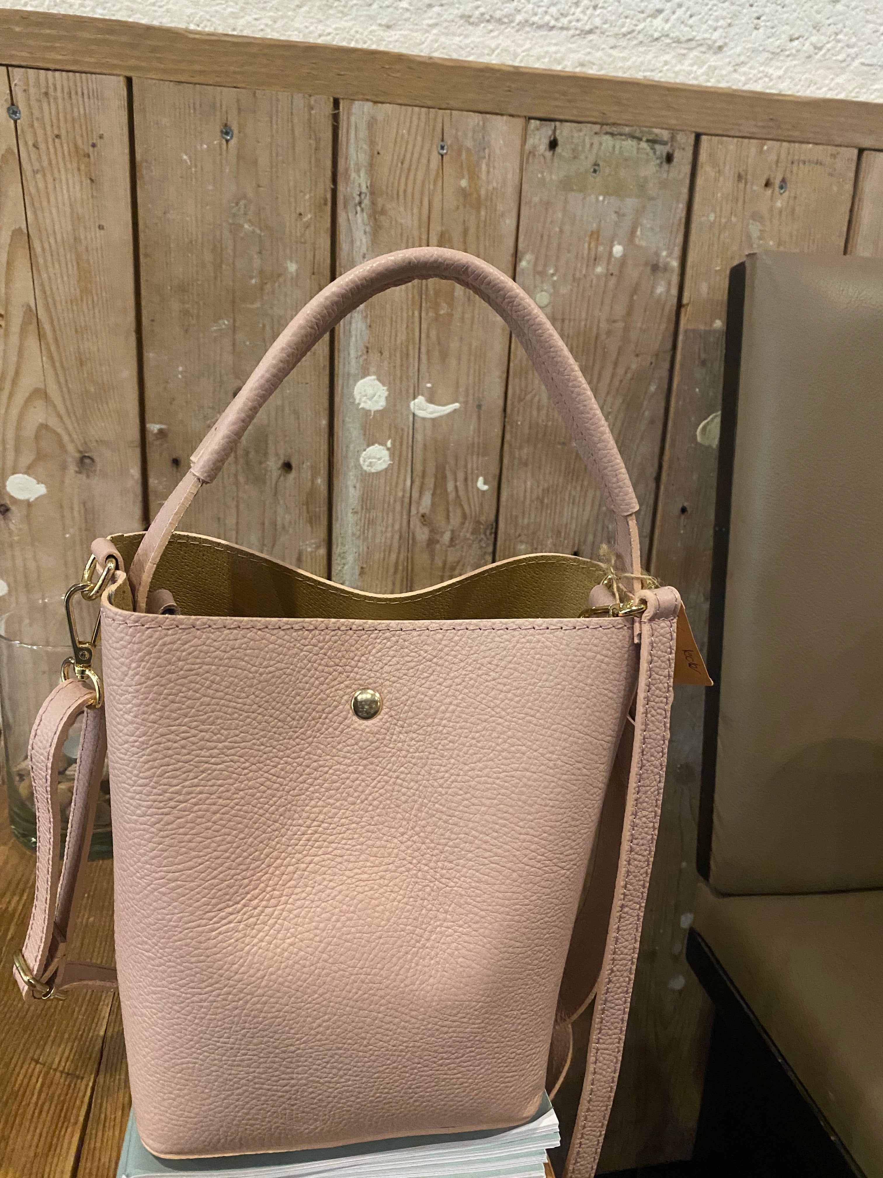 Pink (nude) leren handtas
