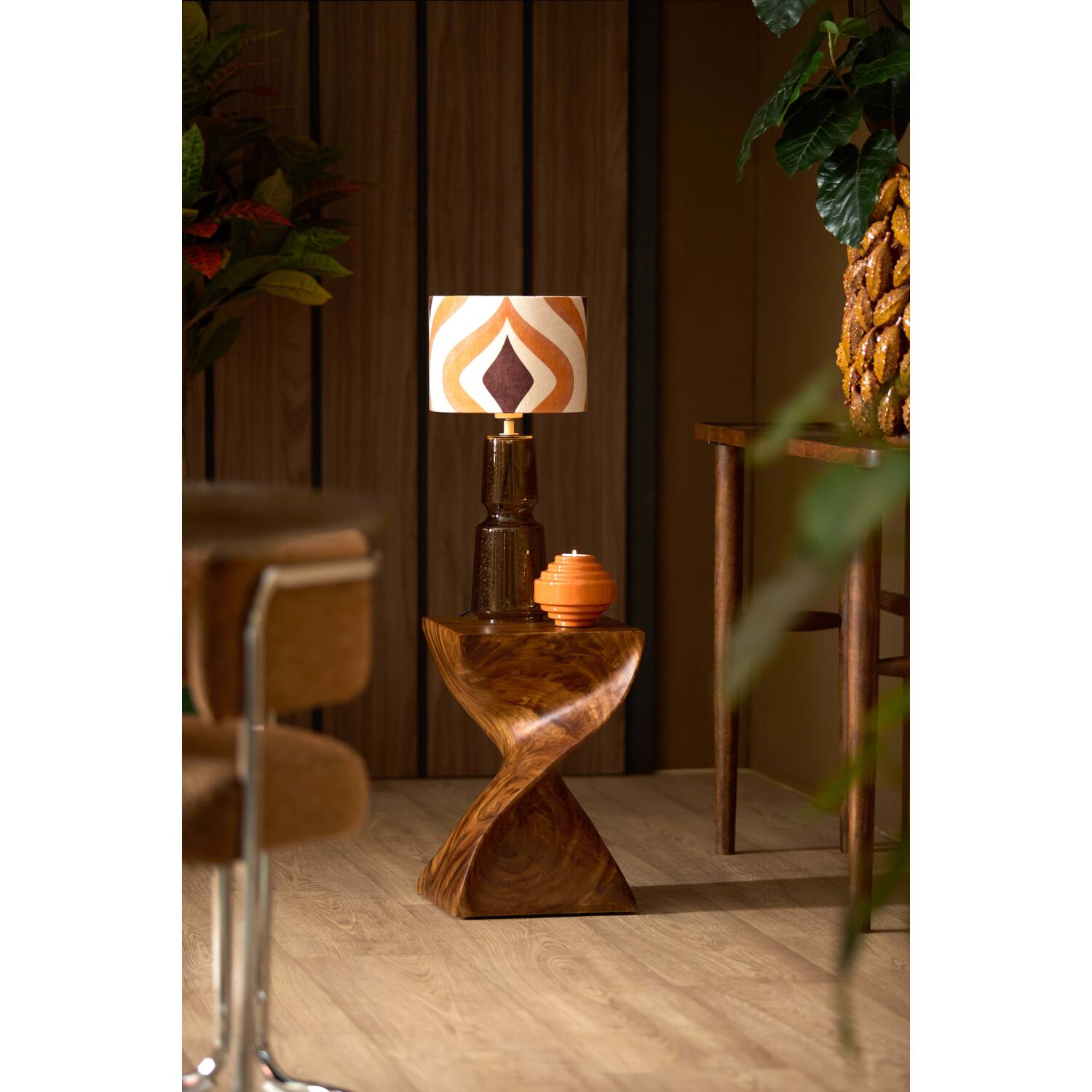 lampvoet , glas bruin/zand (39 cm)