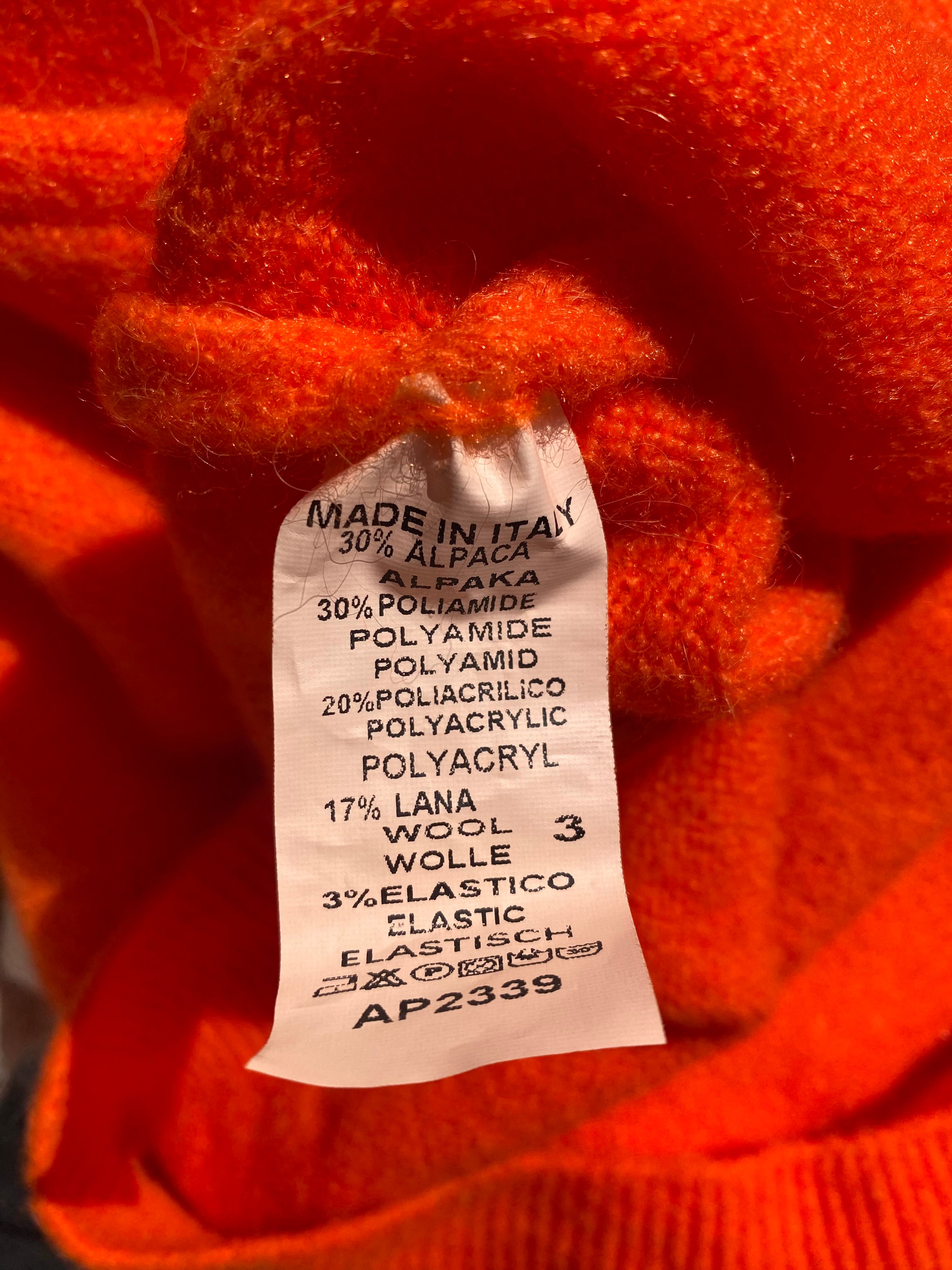 Oranje wollige trui met 3/4 mouw