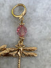 Oorbellen met libelle 24 K goldplated en swarovski crystal roze