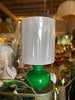 Groene glazen lampvoet.