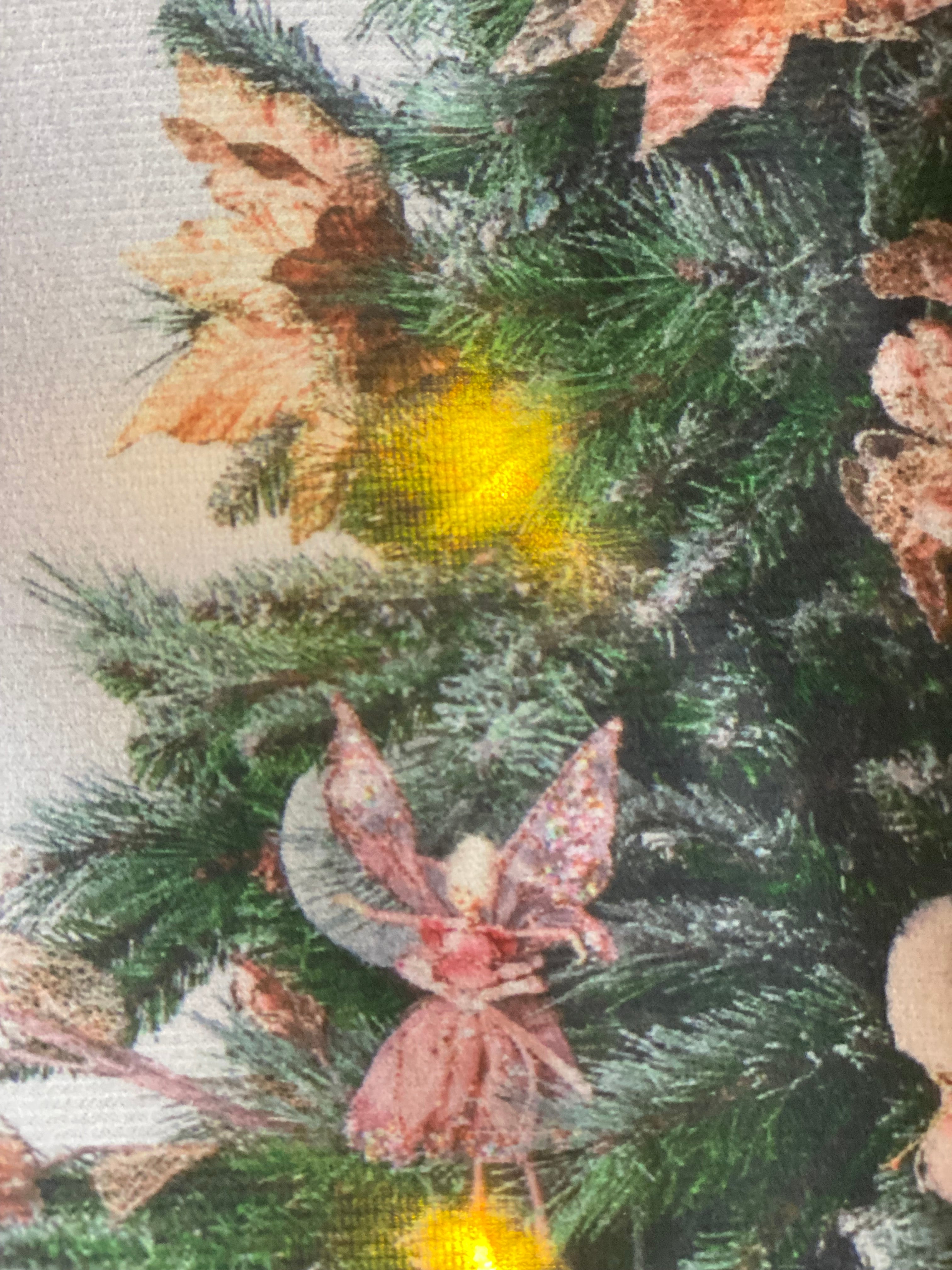 Kerstboom op doek ( fluweel) met lampjes