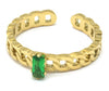 verstelbare ring goudkleur met groene steen