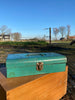 Vintage ijzeren opbergkist (blue/green)