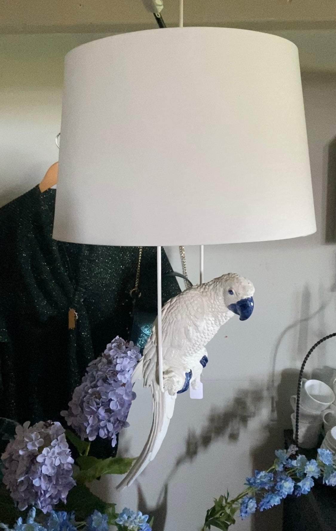 Hangende papegaai lamp (wit /blauw)