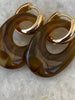 Creolen 24 K Goldplated  met hanger bruin Resin
