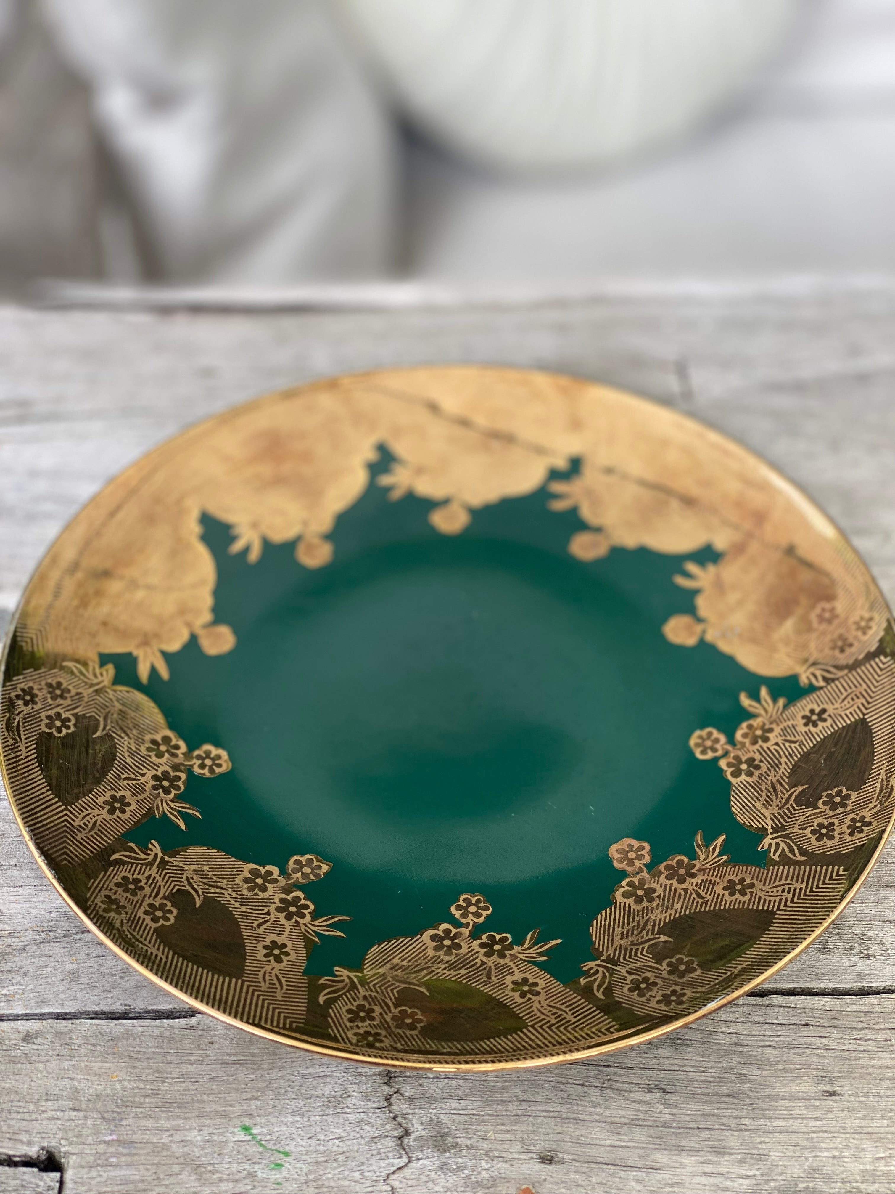 Ontbijtbord groen met goud “Bavaria”