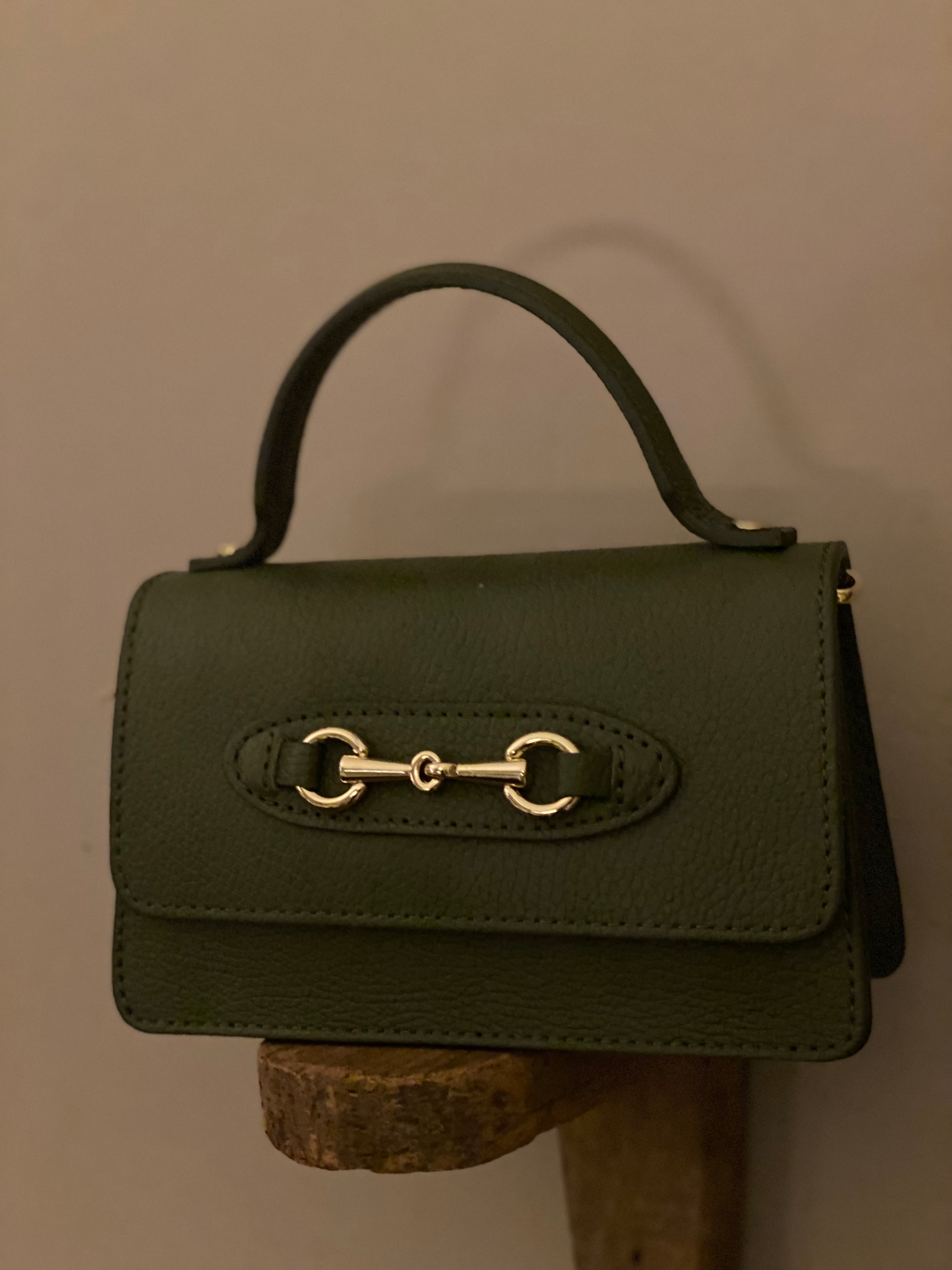 Olijfgroene lederen minibag