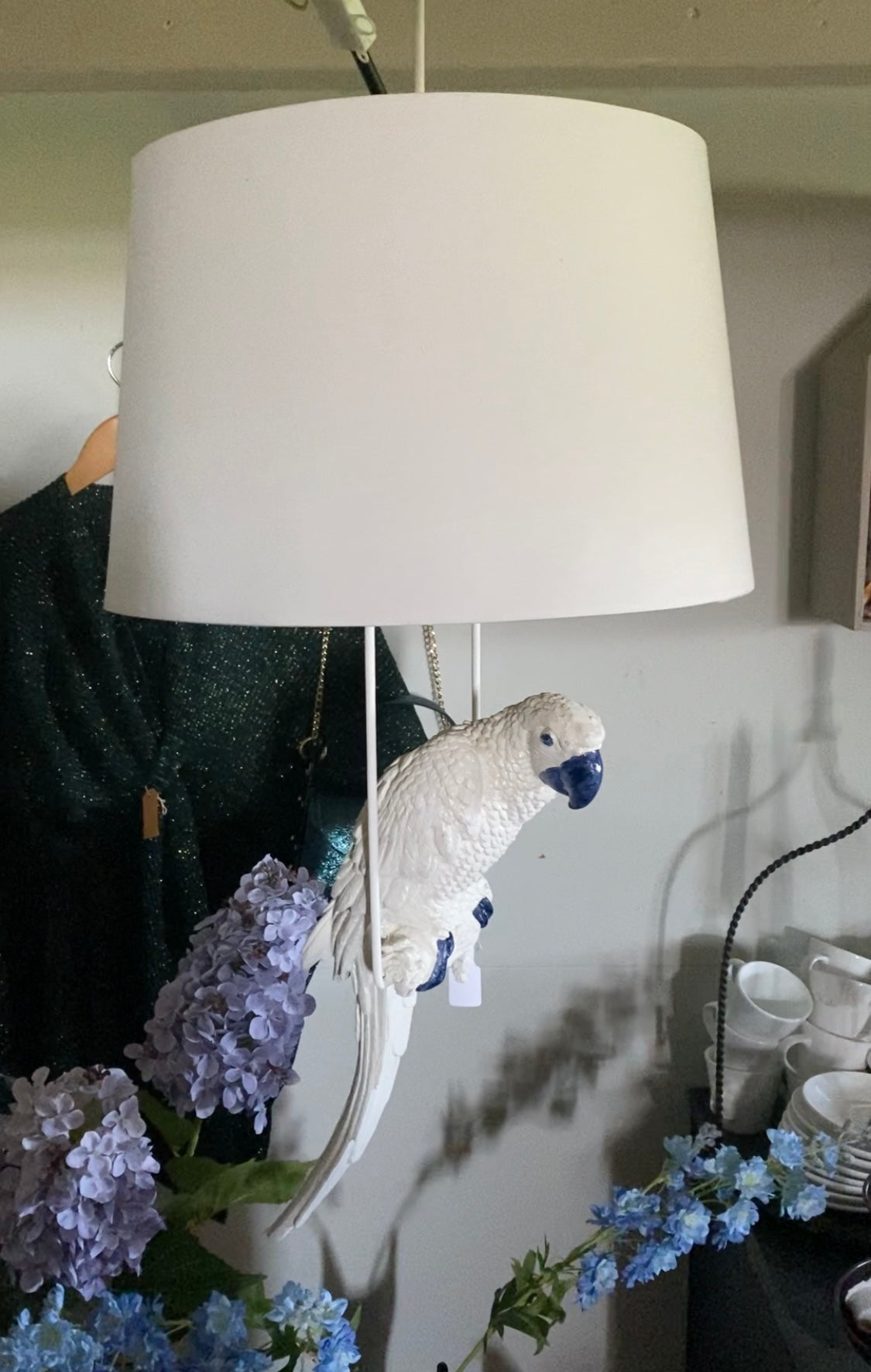 Hangende papegaai lamp (wit /blauw)