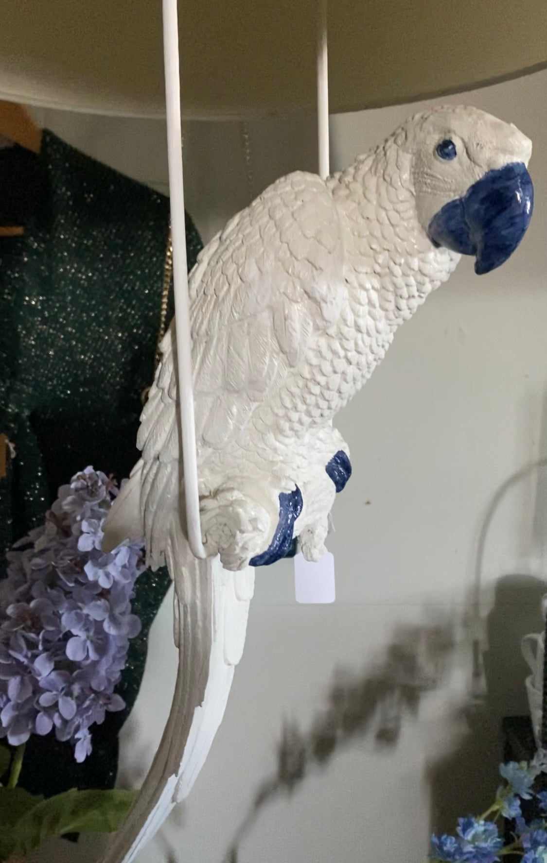 Hangende papegaai lamp (wit /blauw)
