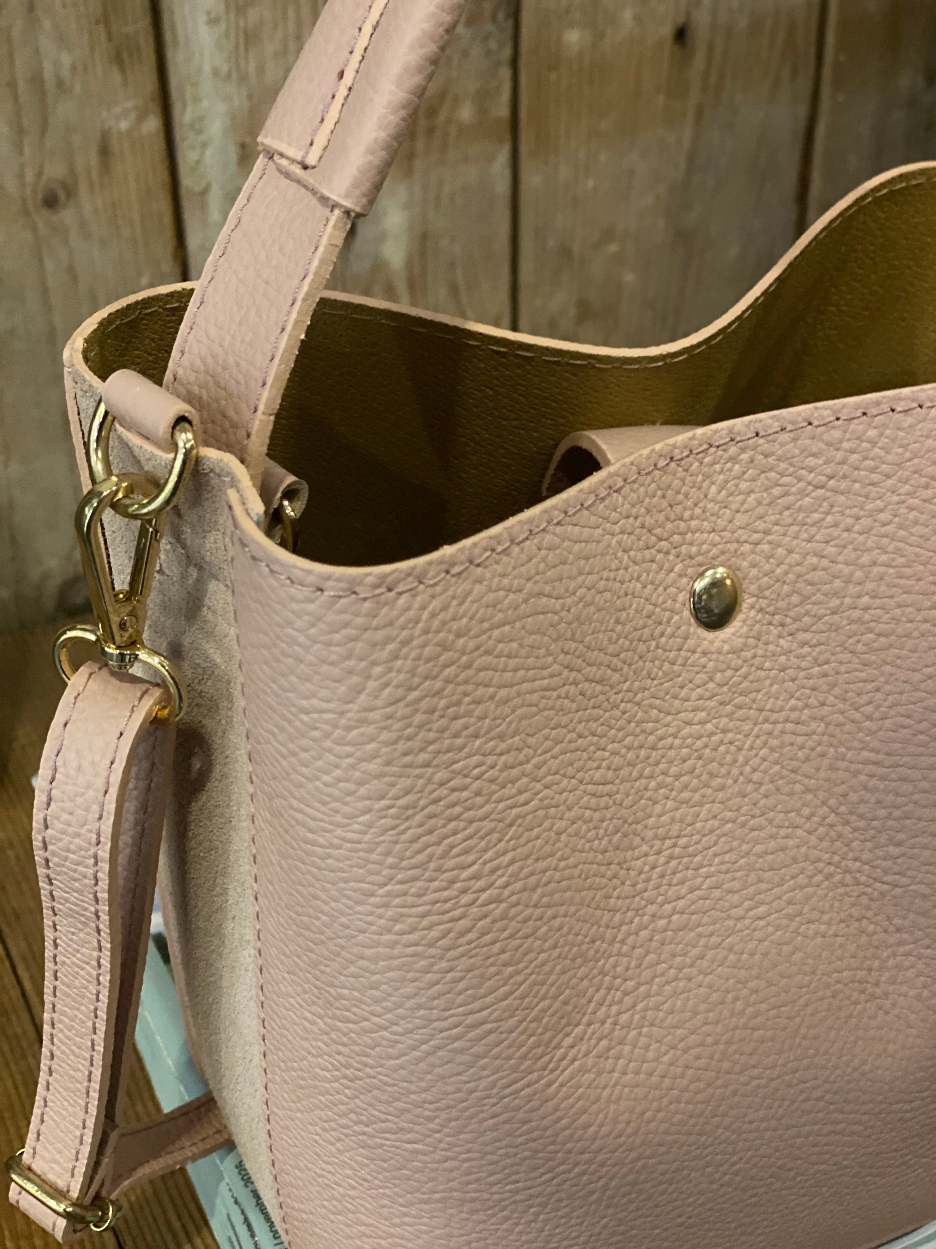 Pink (nude) leren handtas
