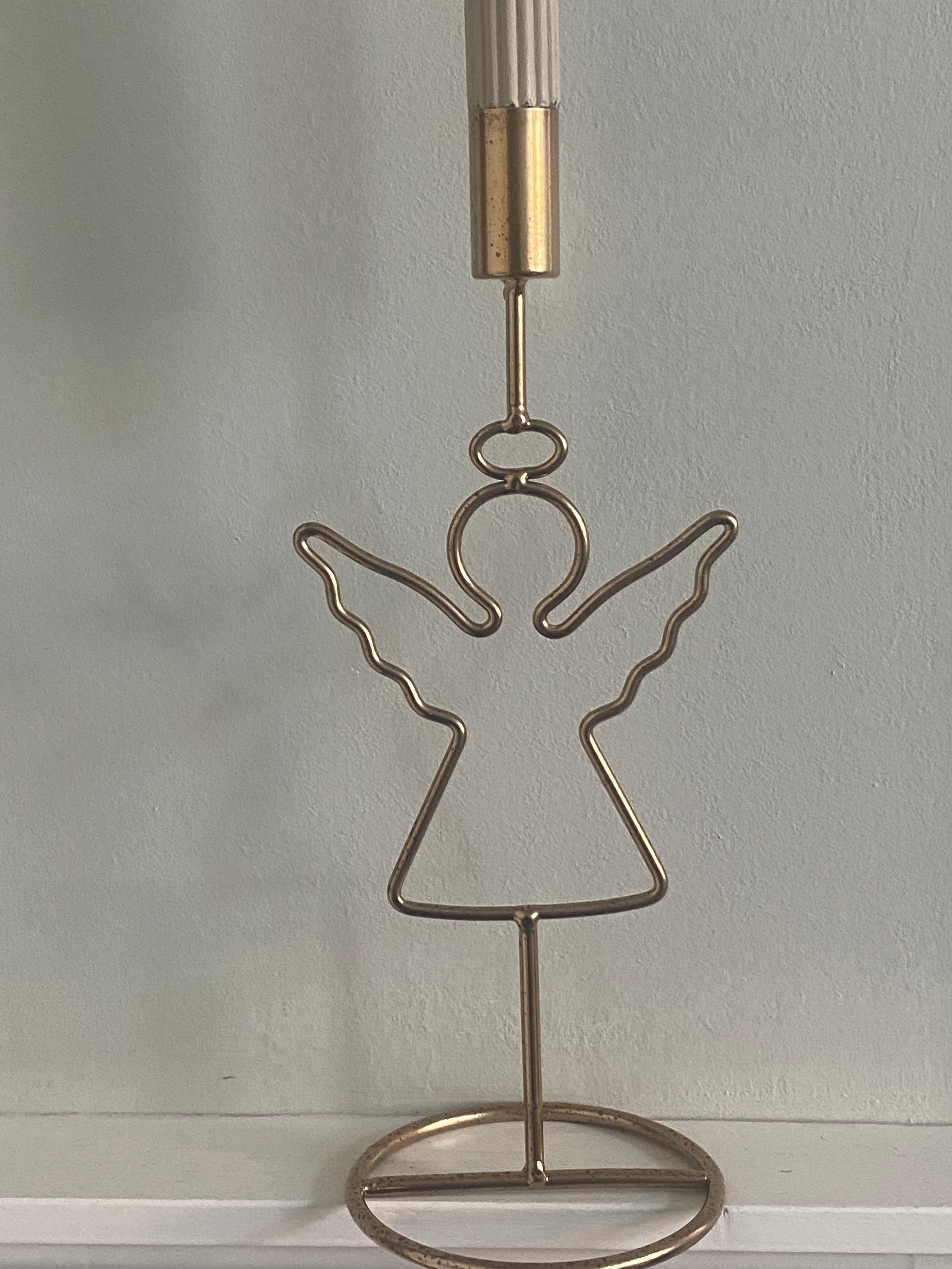 Metalen engel kandelaar ( gold)