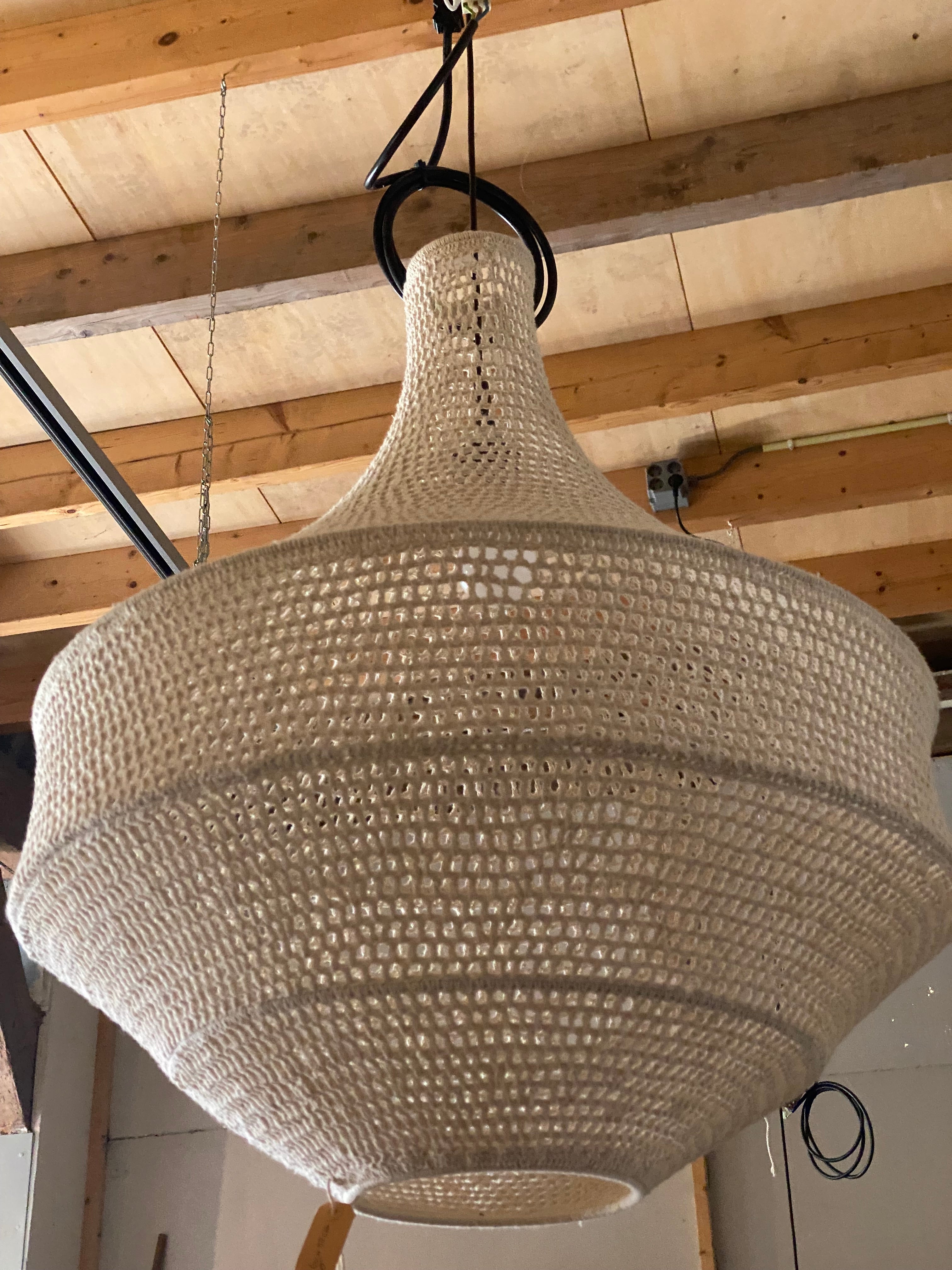 cream gehaakte hanglamp 60x55 cm