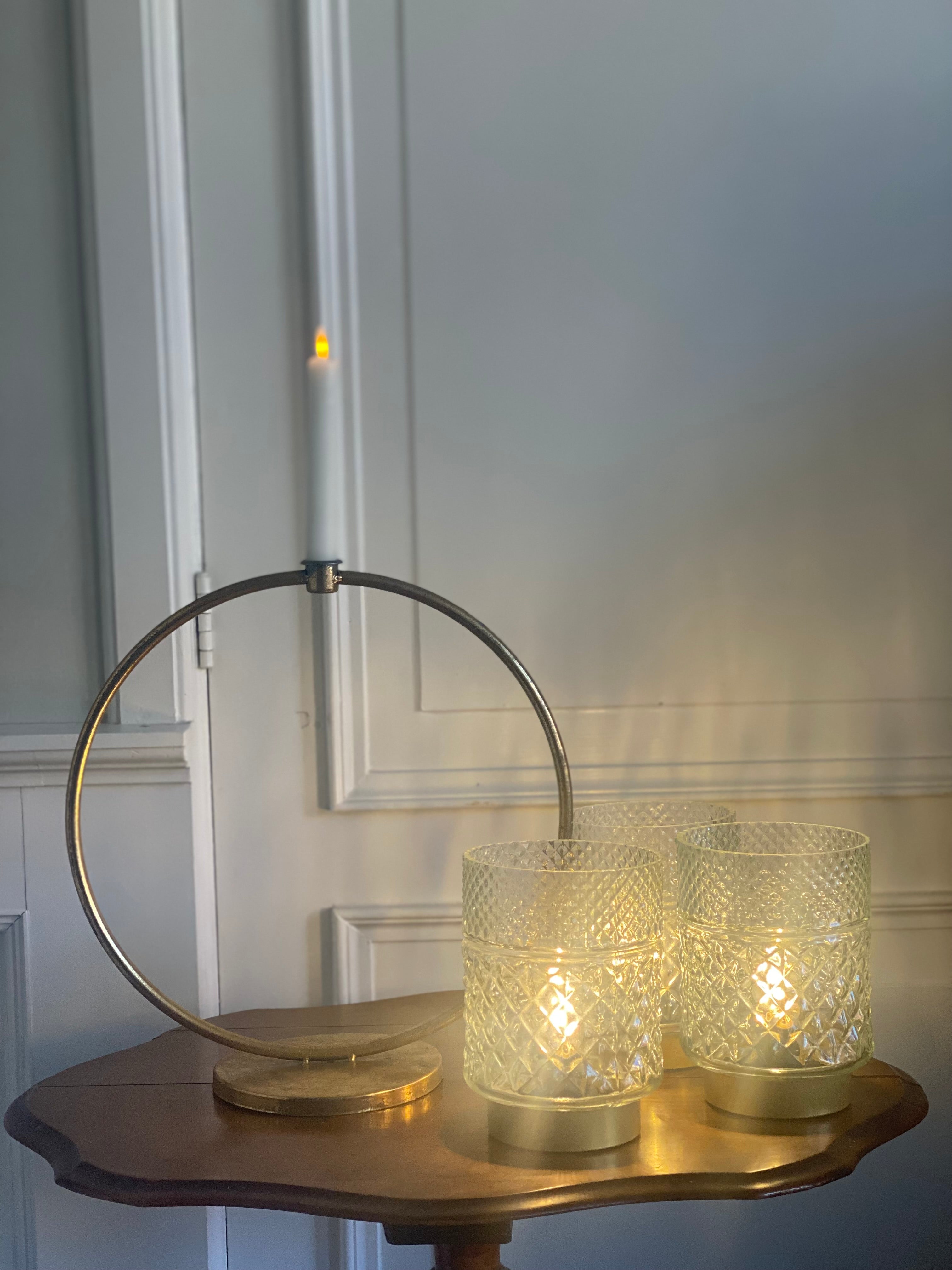 Kaarsen houder rond metaal 37 cm hoog