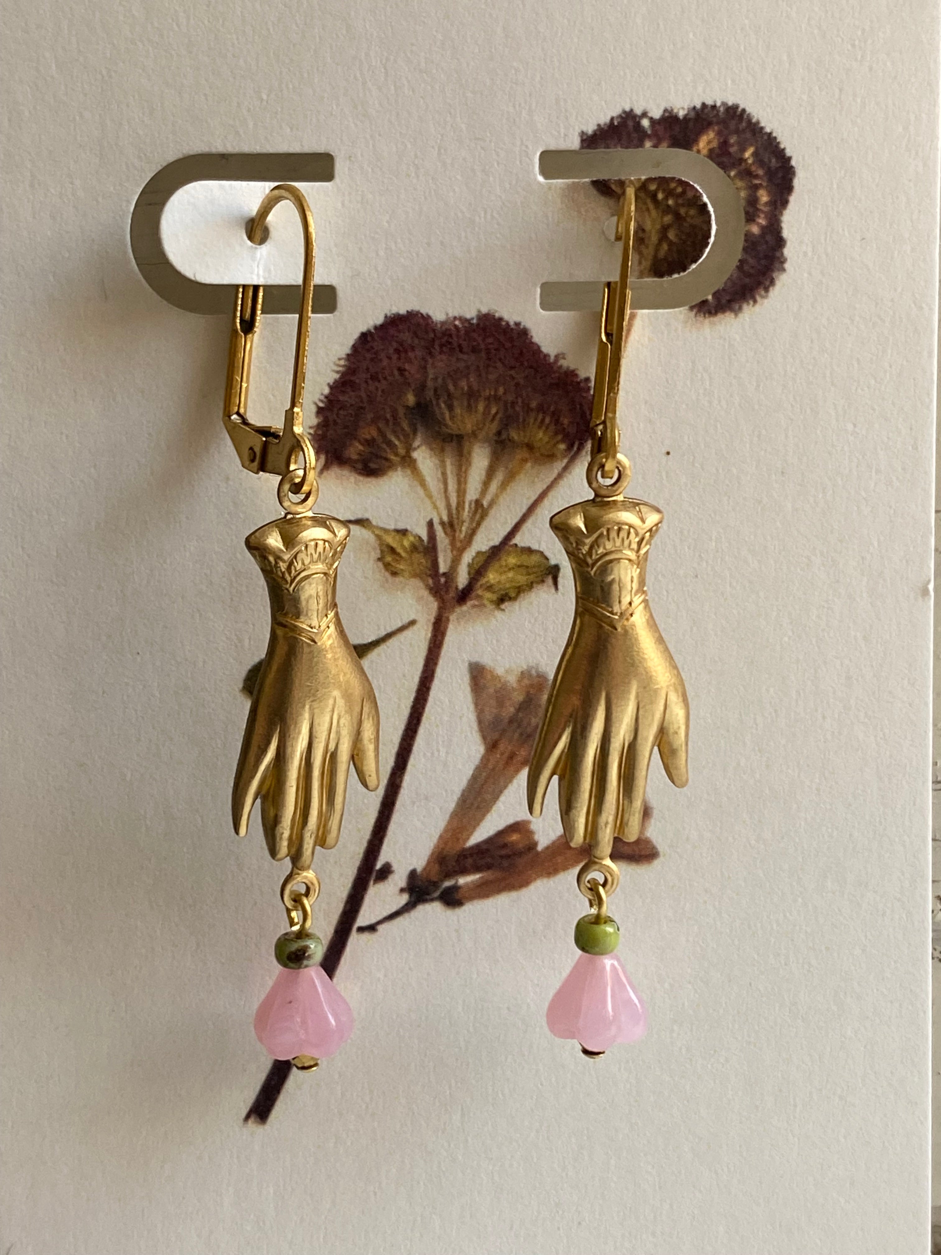 Helping hands earrings (gold-roze)