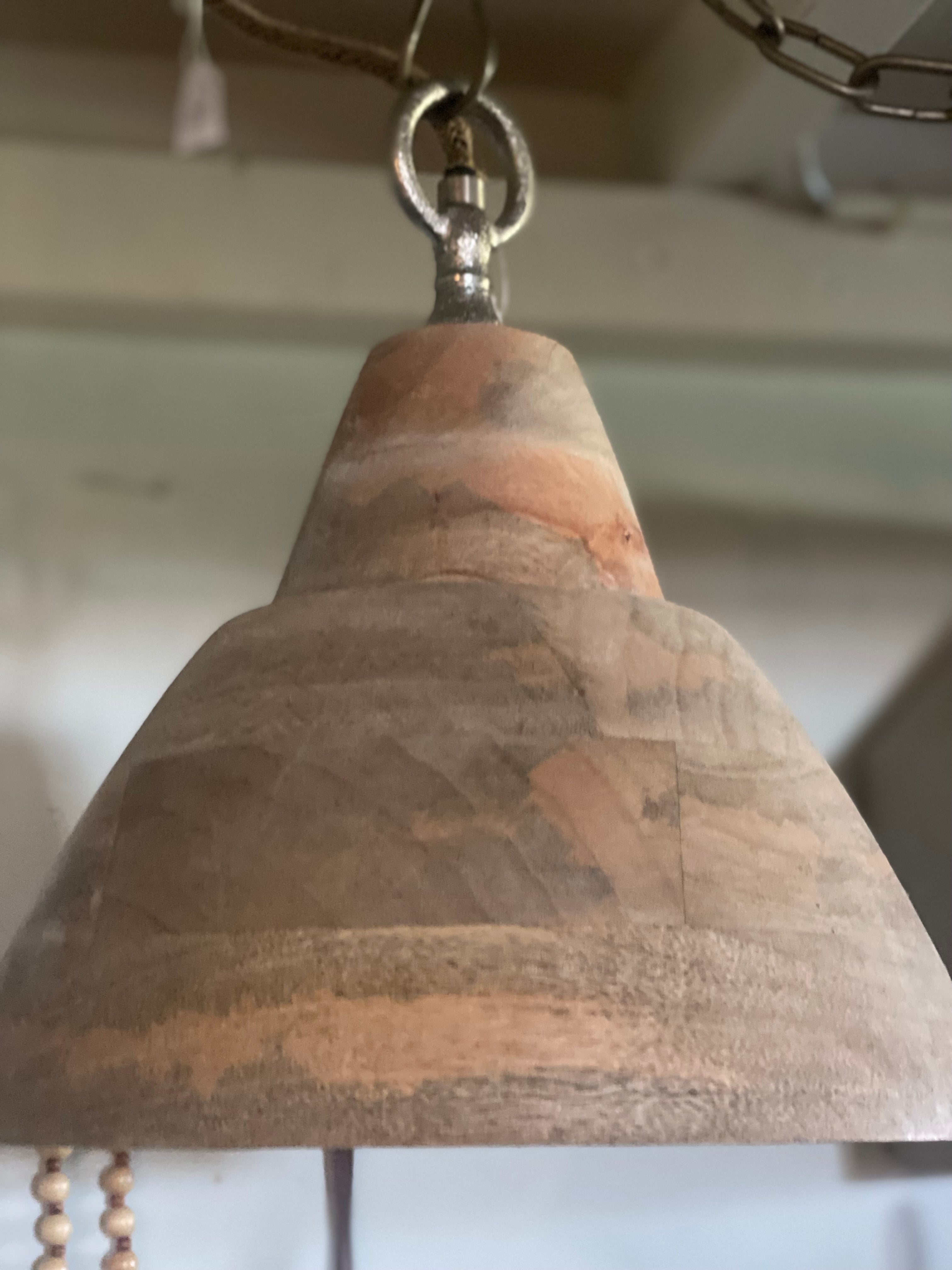 Houten hanglamp met chroomkleurig beslag KORTING