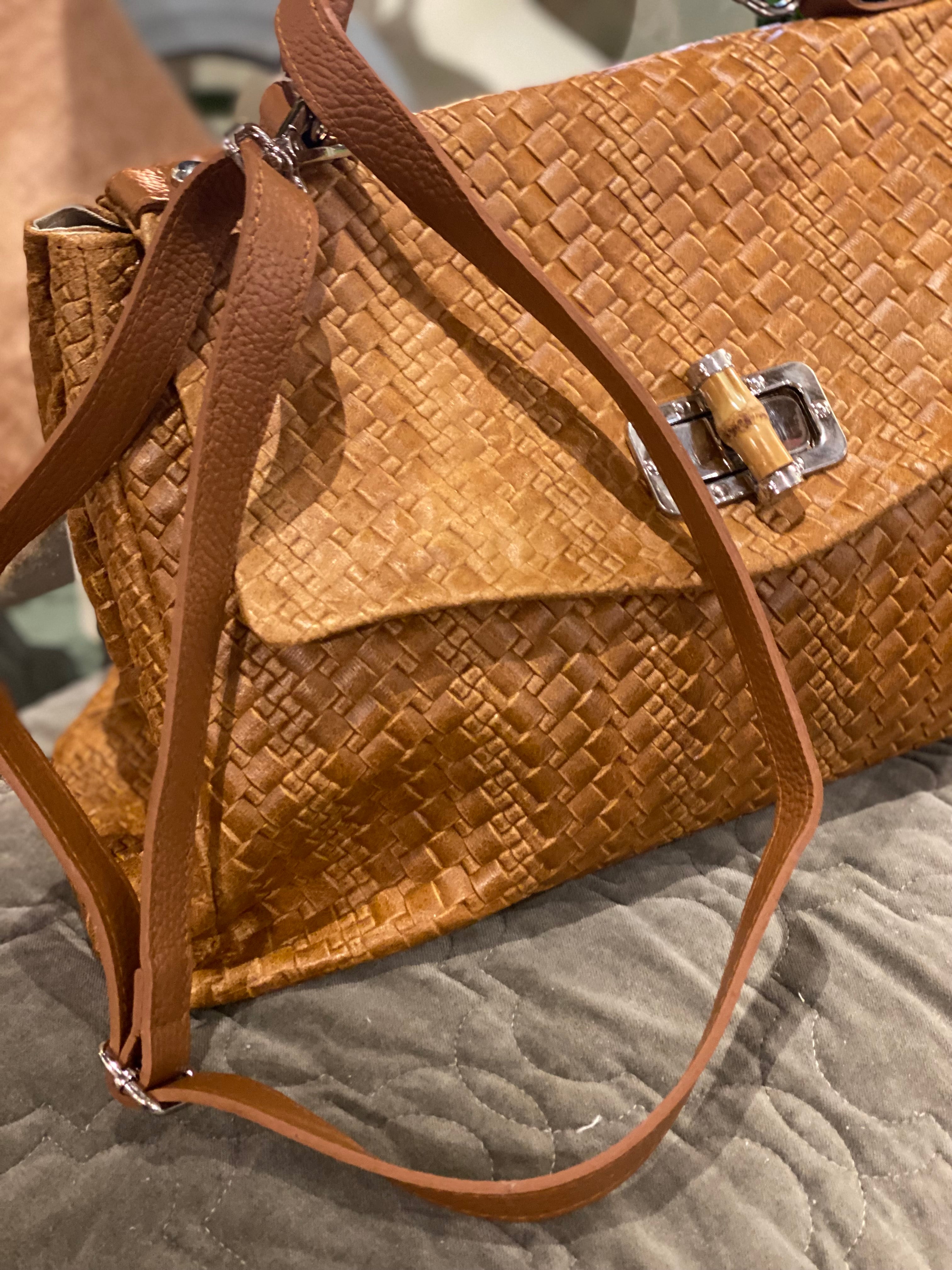 Schoudertas leer camel