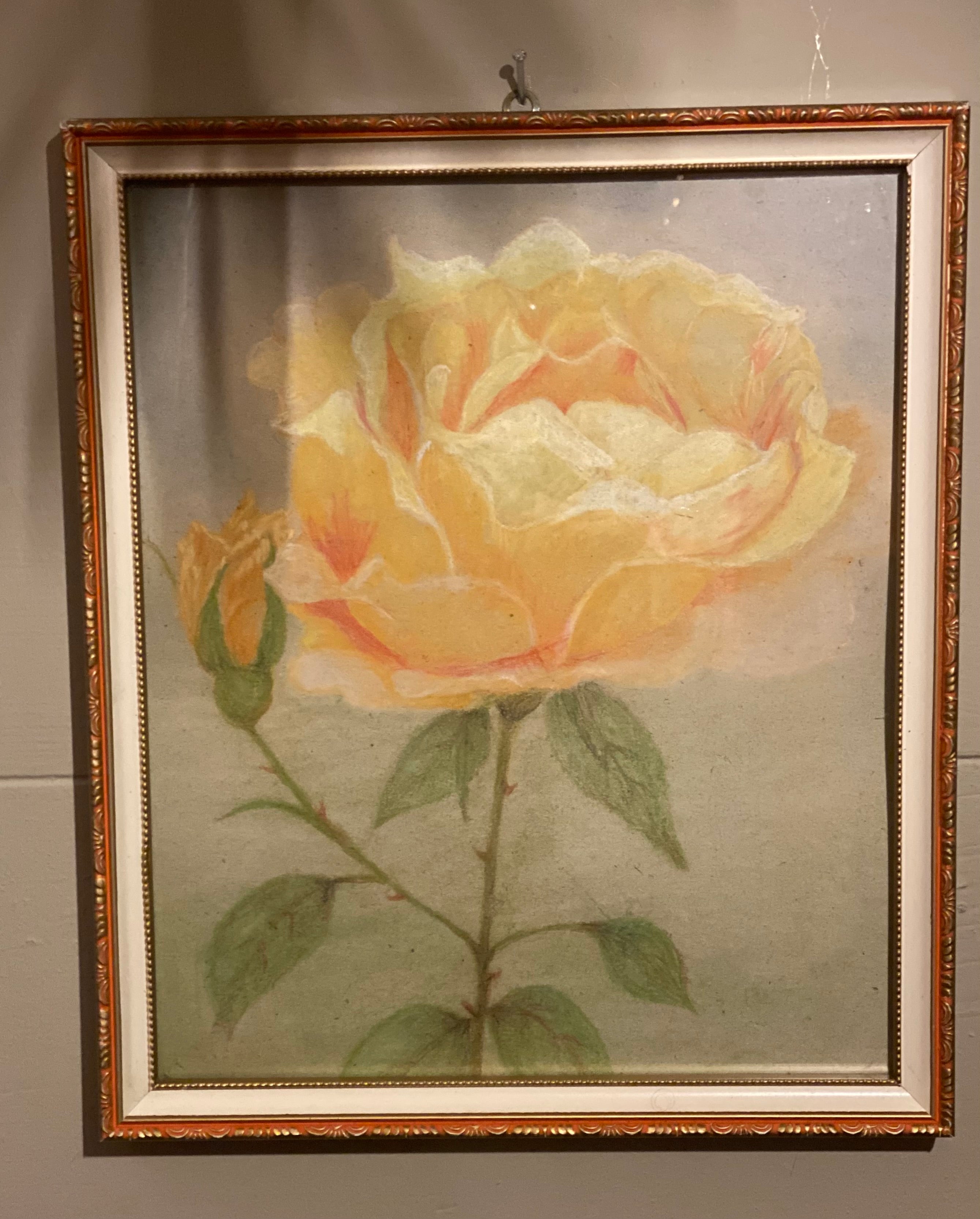 Gele roos Vintage schilderij