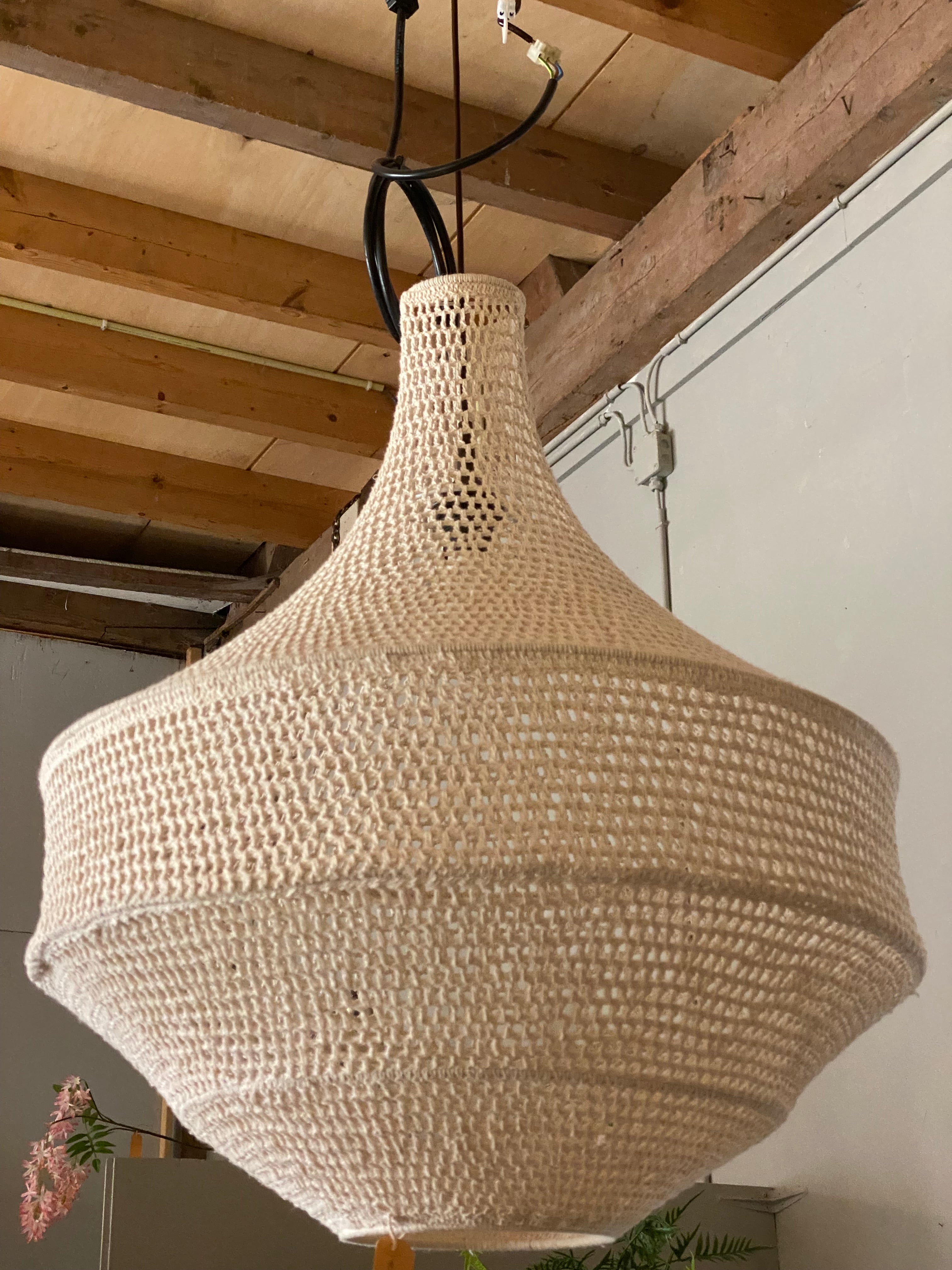 cream gehaakte hanglamp 60x55 cm