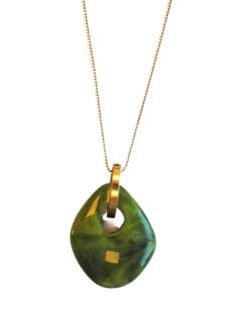 Lange ketting ball chain oud goud en ornament groen