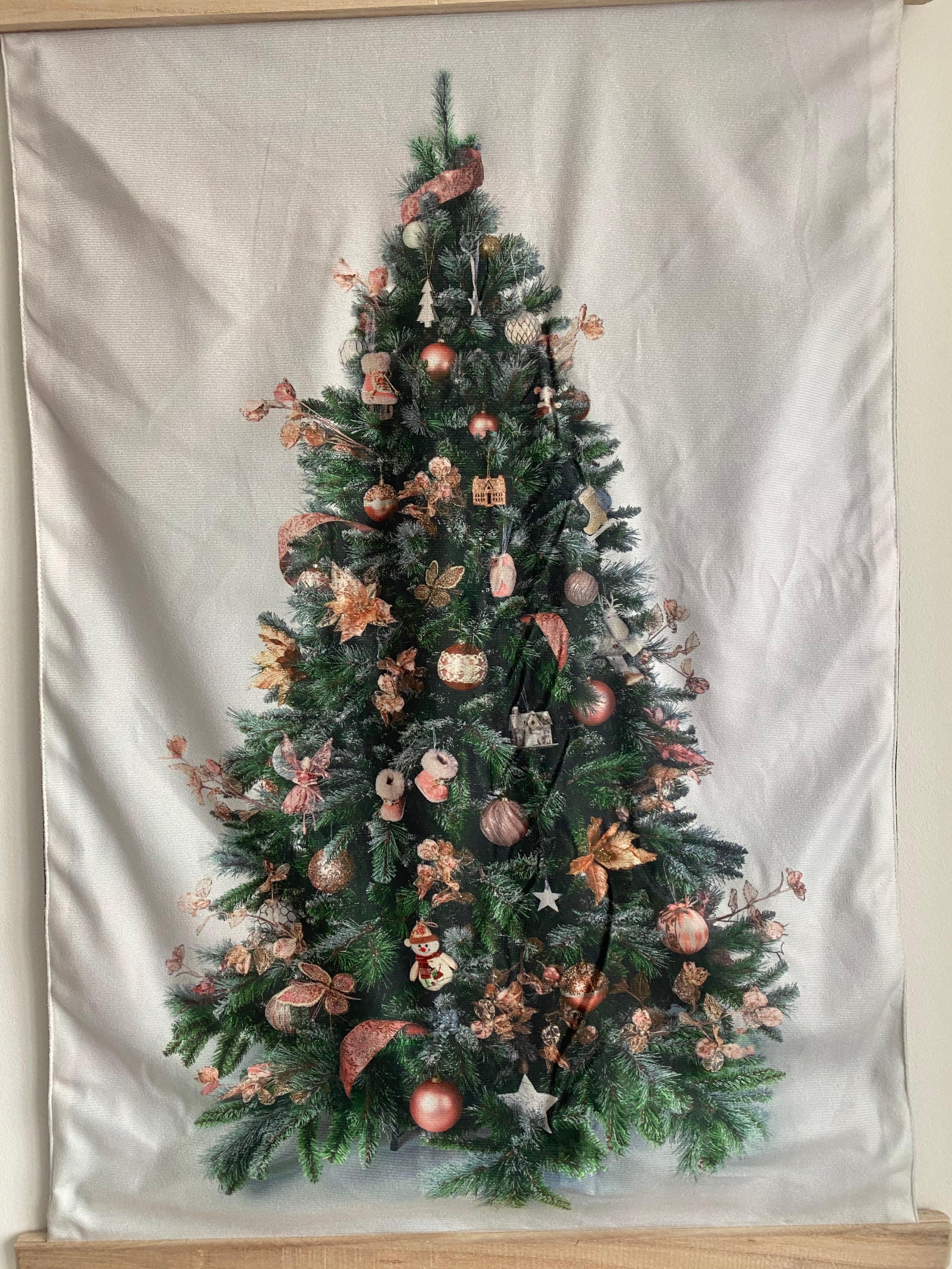 Kerstboom op doek ( fluweel) met lampjes