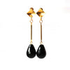 oorbellen met staafje en onyx goldplated