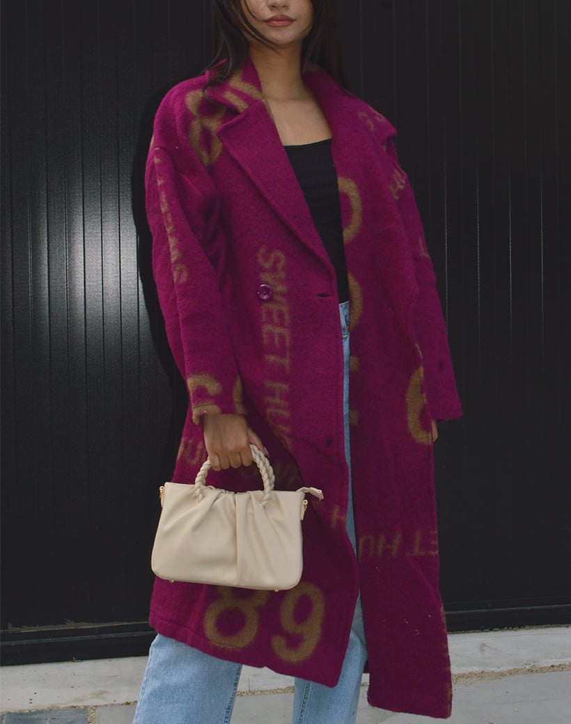 Fleece jas ,mantel paars.