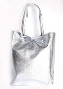 Lederen shopper Metallic silver