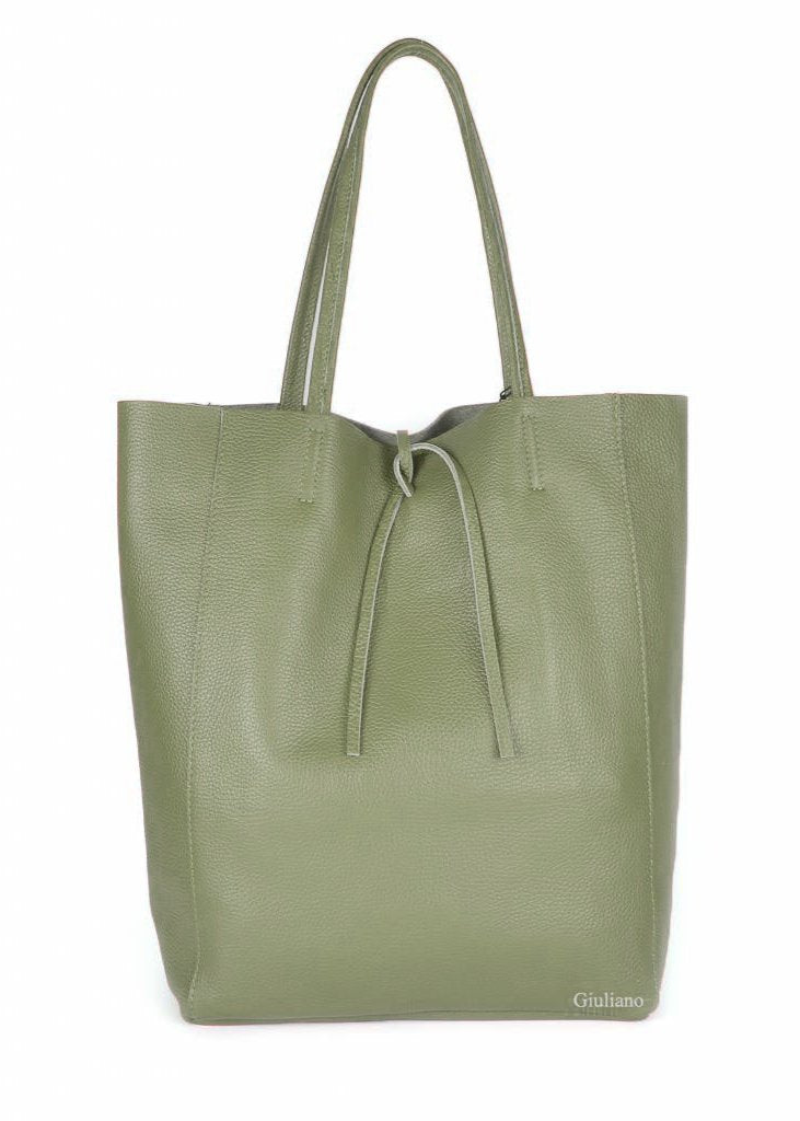 lederen Shopper olive green