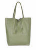 lederen Shopper olive green