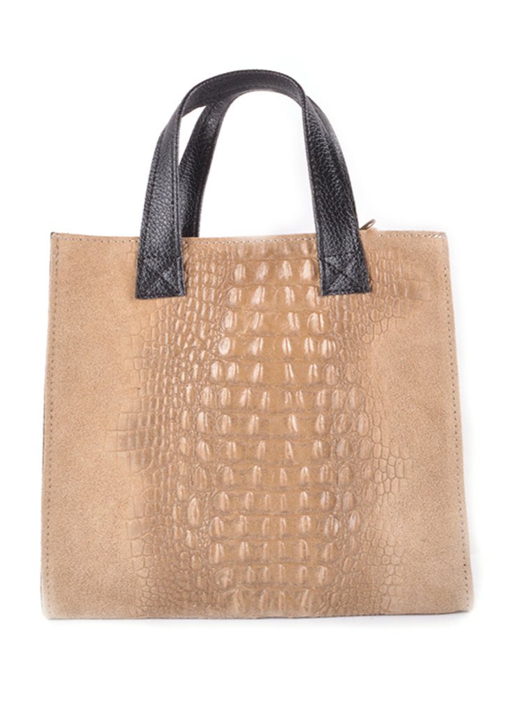 lederen tas croco taupe