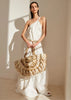 Strandtas rotan beige met broderie